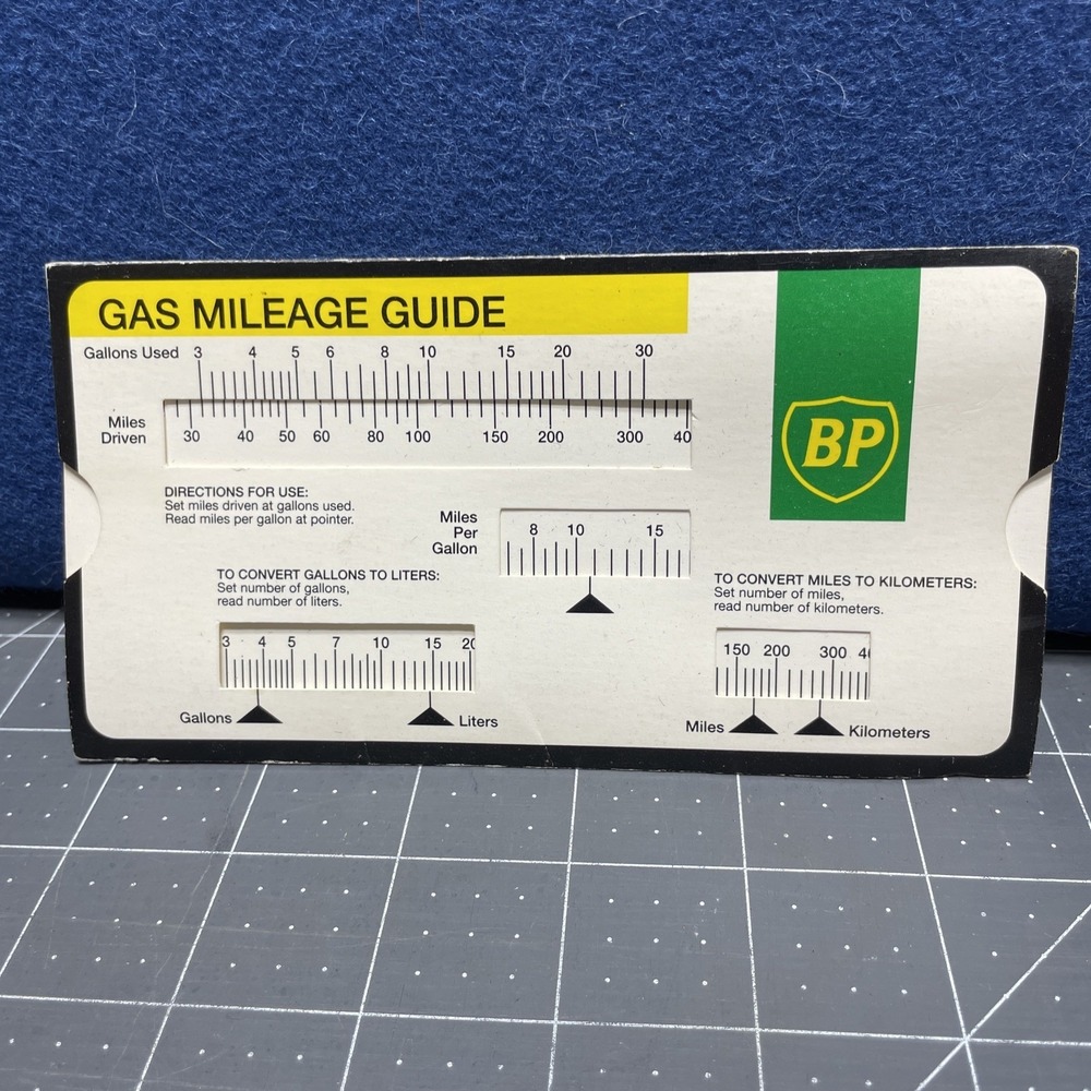 BP Gas Mileage Guide Slide Chart Cardboard British Petroleum Advertisement 1970